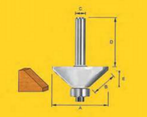 Router Bits - Edge Forming Bits - 13.0mm Chamfering Bit - 1/2" Shank - TruaCuT