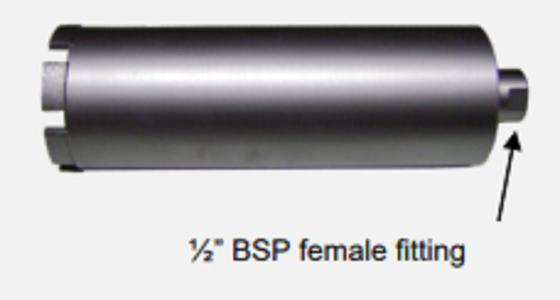 Diamond Core Drill Bit Concrete for Portable Hand Held Drills 52mm Dia x 220mm Length - 1/2" BSP Fittings