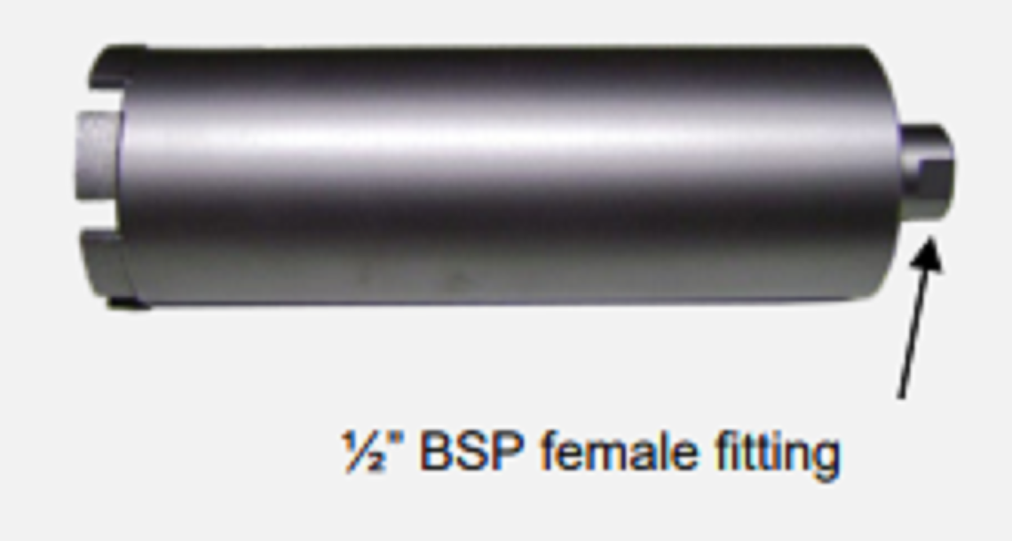 Diamond Core Drill Bit Concrete for Portable Hand Held Drills 25mm Dia x 220mm Length - 1/2" BSP Fittings