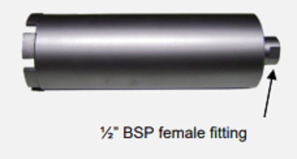Diamond Core Drill Bit Concrete for Portable Hand Held Drills 14mm Dia x 220mm Length - 1/2" BSP Fittings