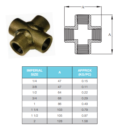 1" BSP (25mm) Black Steel Cross Female Thread