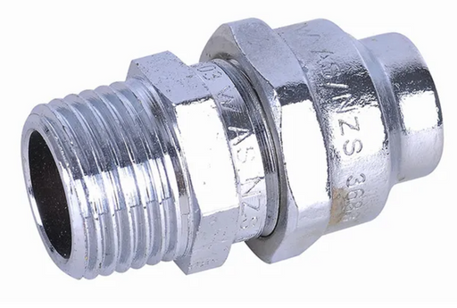 1/2" Brass Chrome Plated Flared Compression Union - Male BSP x Compression