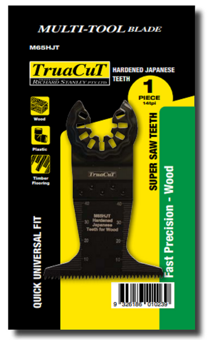 TRUACUT MULTI TOOL BLADE -HARDENED JAPANESE TEETH -FAST PRECISION CUT - 65mm W 40mm D 3 PIECE