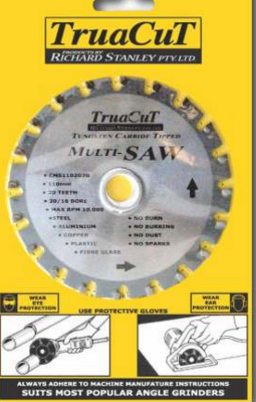TruaCut Multi Saw 110mm x 20 Teeth with a 22.2/16 Bore - Use with Angle Grinder
