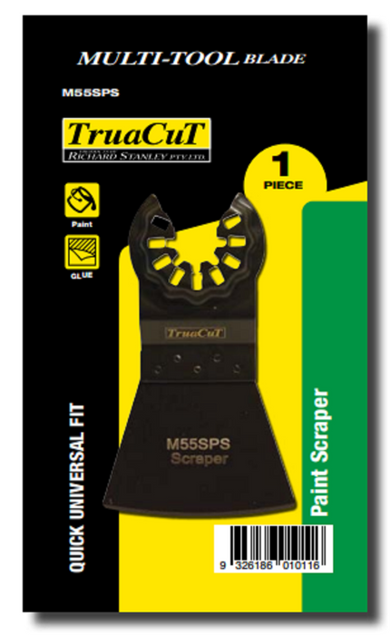 TRUACUT MULTI TOOL BLADE - CURVED PAINT/GLUE SCRAPER - 55mm W 40mm D -3 PIECE PACK