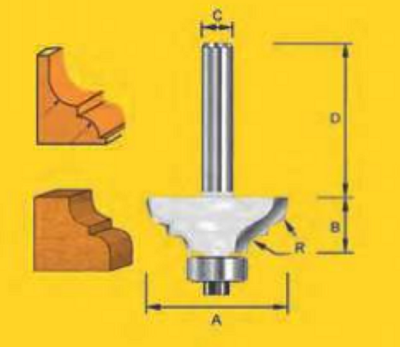 TruaCut Edge Forming Bits - 4.8mm Provincial Router Bit - Step - 1/2" Shank