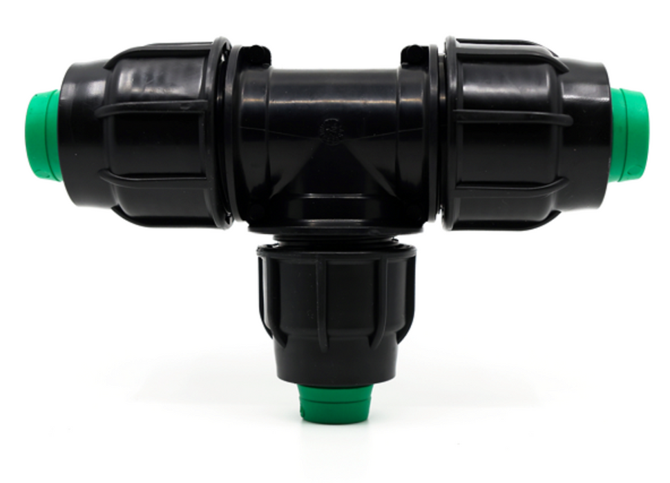 DAMOS 1 x 3/4" x 1" RURAL POLY PIPE 90 DEGREE REDUCING TEE FITTING FARM IRRIGATION MADE IN ITALY