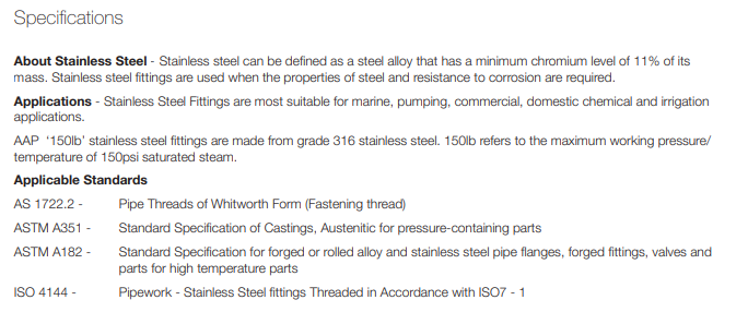 Stainless Steel 316 Male All Thread 2 1/2" BSP x 300mm Allthread