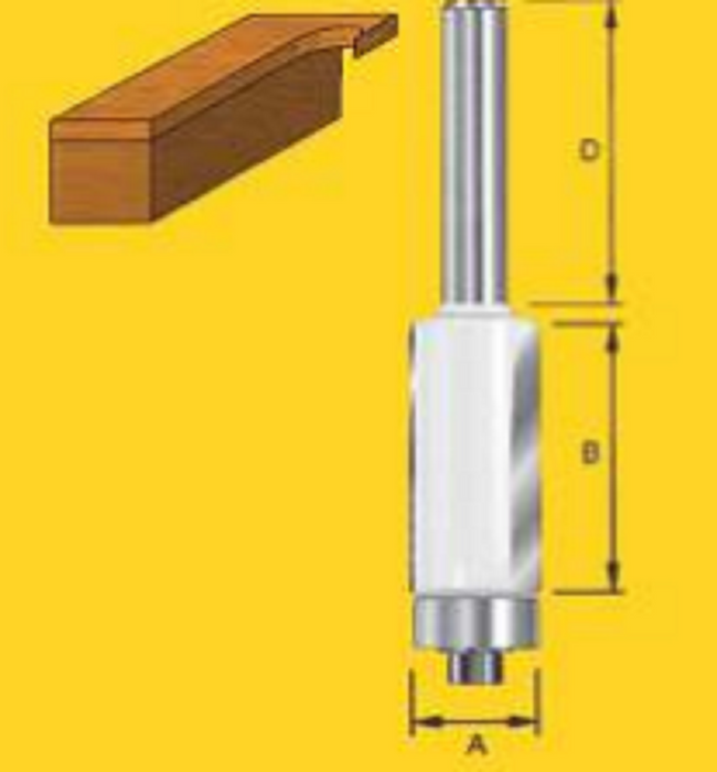 Flush Trim Bits - Router Bit - 9.5mm Straight Flush Trim Bit Fitted with Two Bearings