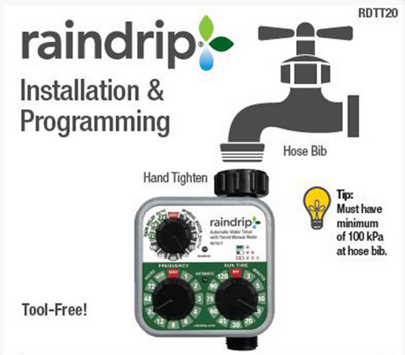RAINDRIP BATTERY OPERATED TAP TIMER - AUTOMATE DRIP SYSTEM - GARDEN RETICULATION
