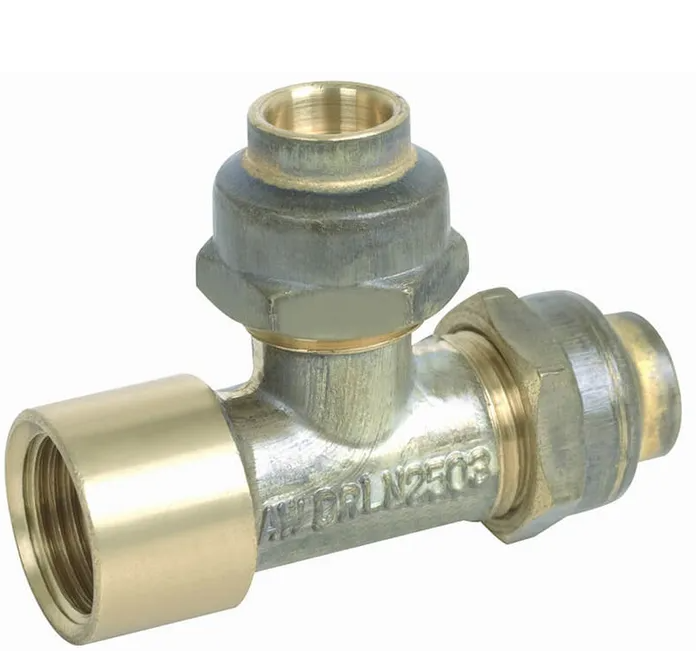 FLARED COMPRESSION BRASS TEE DOUBLE UNION FI END 15FI x 15C x 15C