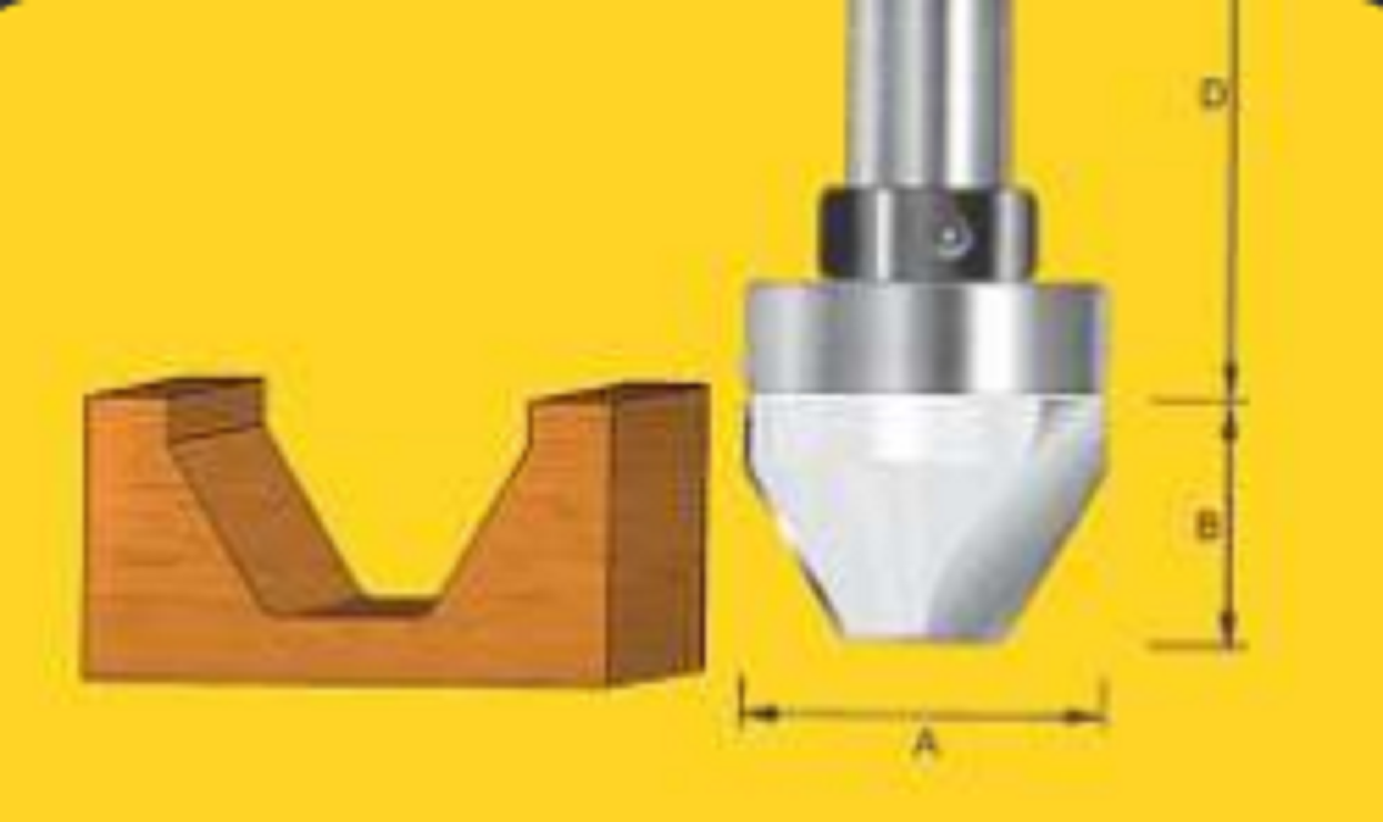 Edge & Face Forming Bit Top Bearing- V Lettering - 1/2" Shank - TruaCut