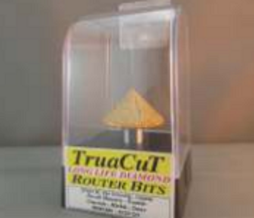 TruaCut Vacuum Brazed Diamond Router Bits -Vee Grooving Bit - 17mm  Depth of Cut - 40/50 Grit