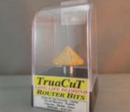 TruaCut Vacuum Brazed Diamond Router Bits -Vee Grooving Bit - 17mm  Depth of Cut - 60/70 Grit