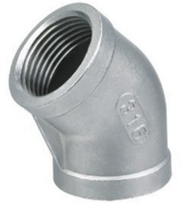 1" BSP 316 STAINLESS STEEL 45 DEGREE ELBOW FEMALE FEMALE 25mm