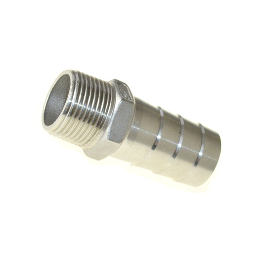 1/2" MALE NPT x 3/4" HOSETAIL 316 STAINLESS STEEL LUMP END HOSE BARB