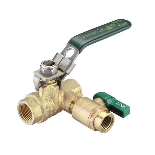 1 1/2" (40mm) Brass Ball Valve Lever Handle Female Female With Mini Ball Valve Watermarked