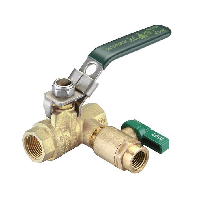 1/2" (15mm) Brass Ball Valve Lever Handle Female Female With Mini Ball Valve Watermarked