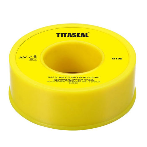 Titaseal  PTFE Teflon Tape 0.1mm x 12mm x 10m YELLOW
