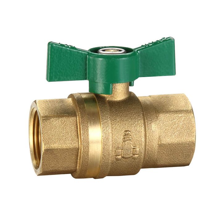 3/4" BSP (20mm) Brass Ball Valve Butterfly Handle Female Female Brass Body