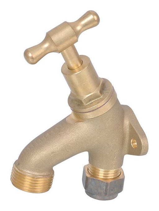 3/4" (20mm) Hose Tap Back Plated Nylon Compression MI Watermarked Brass Finish