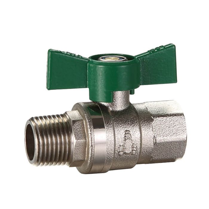 1/2" BSP (15mm) Brass Ball Valve Butterfly Handle Male Female Nickel Plated Watermarked