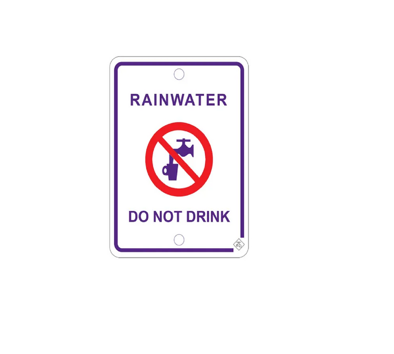 Rainwater Do Not Drink Sign Stainless Steel 70mm x 92mm