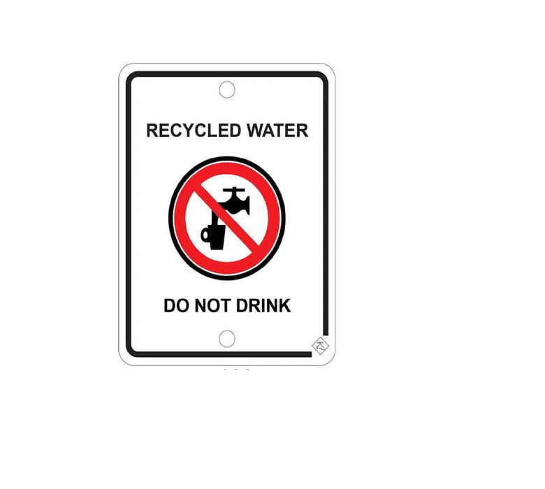 Recycled Water Do Not Drink Sign Stainless Steel 70mm x 92mm