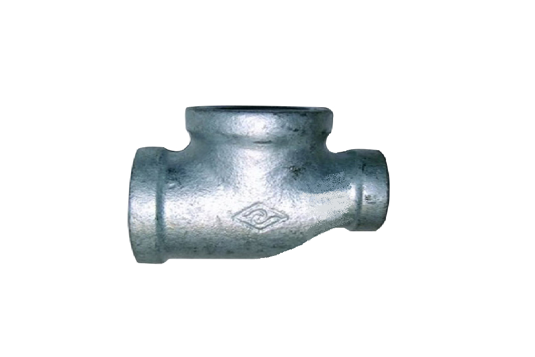 1 1/4" x 1" x 2" BSP Gal Mal Reducing Tee Female Thread Galvanised Malleable Steel