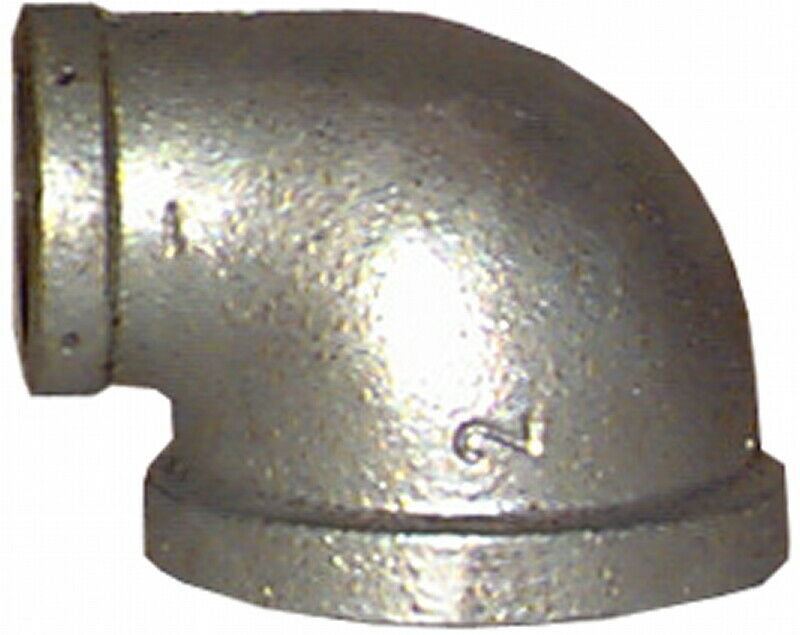 3/4 x 3/8" BSP Gal Mal 90 Degree Reducing Elbow Female Female Galvanised Malleable Steel