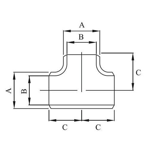 3" (75mm) Stainless Steel 316 Buttweld Equal Tee SCH40